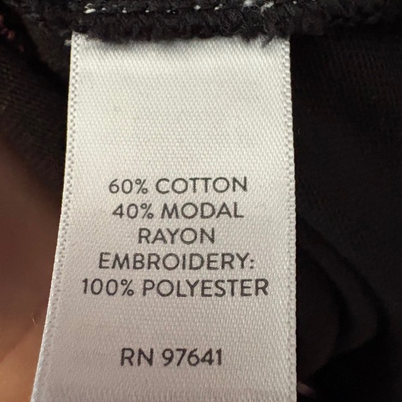 J. Jill Black Floral Embroidered Cotton Modal Knit 3/4 Sleeve Dress XL Petite - Picture 6 of 6